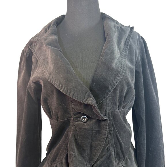 Morbid Threads Women's Black Ruffled Blazer Jacket M Cotton & Spandex - Picture 2 of 7